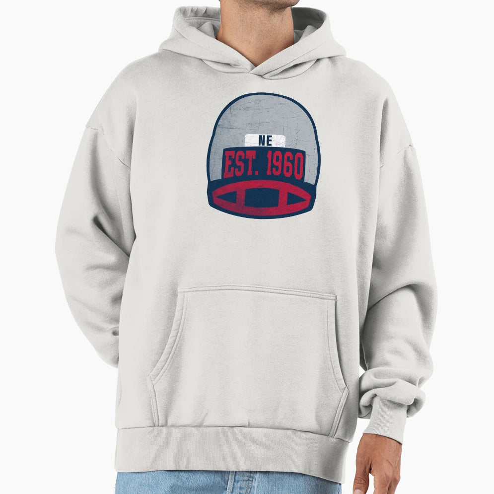New England Throwback Football Helmet Hoodie - Trendy Graphic for Adults - T-Shirt, Sweatshirt, Hoodie