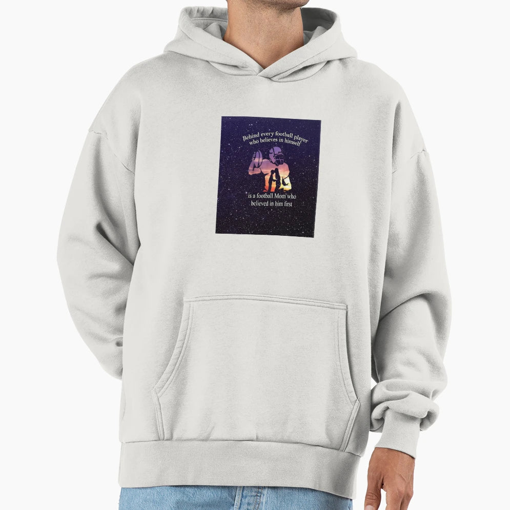 Behind Every Football Player Light Glitter Hoodie - Minimalist Print Unisex - T-Shirt, Sweatshirt, Hoodie