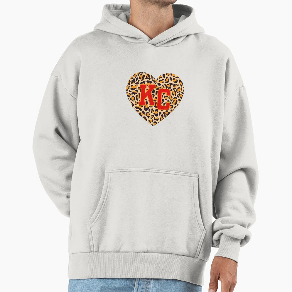 I Love Kansas City Heart Kc Football Hoodie - Minimalist Print for Adults - T-Shirt, Sweatshirt, Hoodie