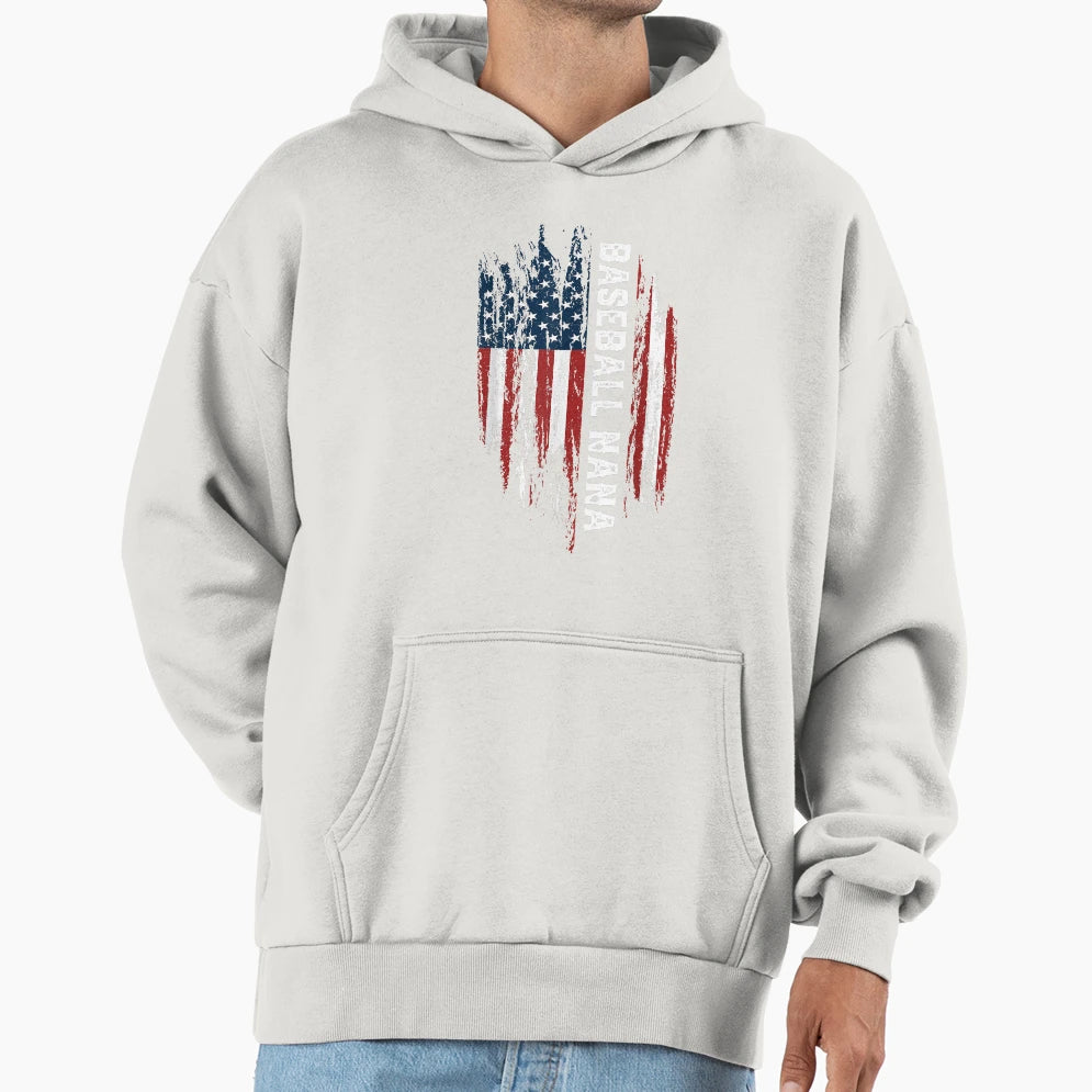 Baseball Nana American Flag Grandma Hoodie - Minimalist Print for Adults - T-Shirt, Sweatshirt, Hoodie