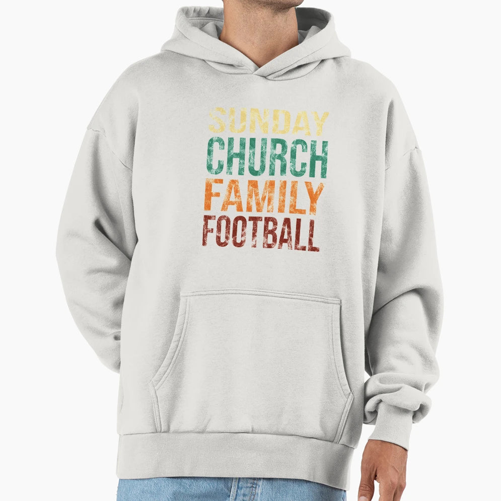 Sunday Church Family Football Hoodie - Custom Art Print Men Women - T-Shirt, Sweatshirt, Hoodie