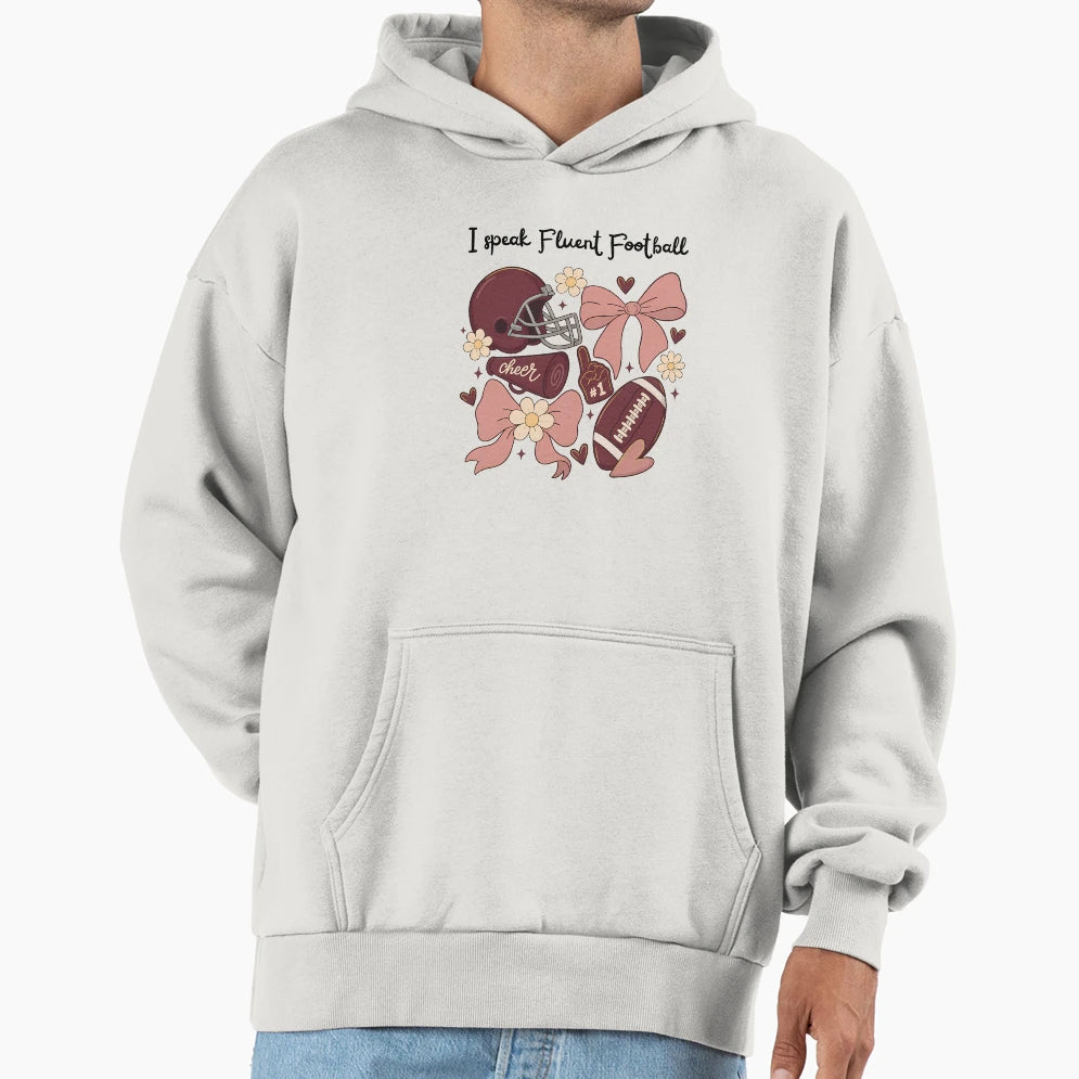 I Speak Fluent Football Coquette Hoodie - Novelty Apparel Unisex - T-Shirt, Sweatshirt, Hoodie