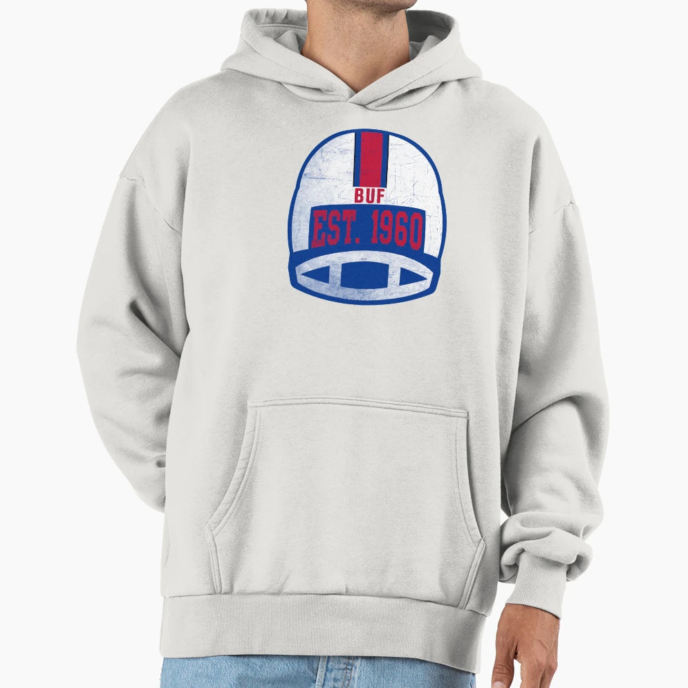 Buffalo Throwback Football Helmet Hoodie - Graphic Print for Adults - T-Shirt, Sweatshirt, Hoodie