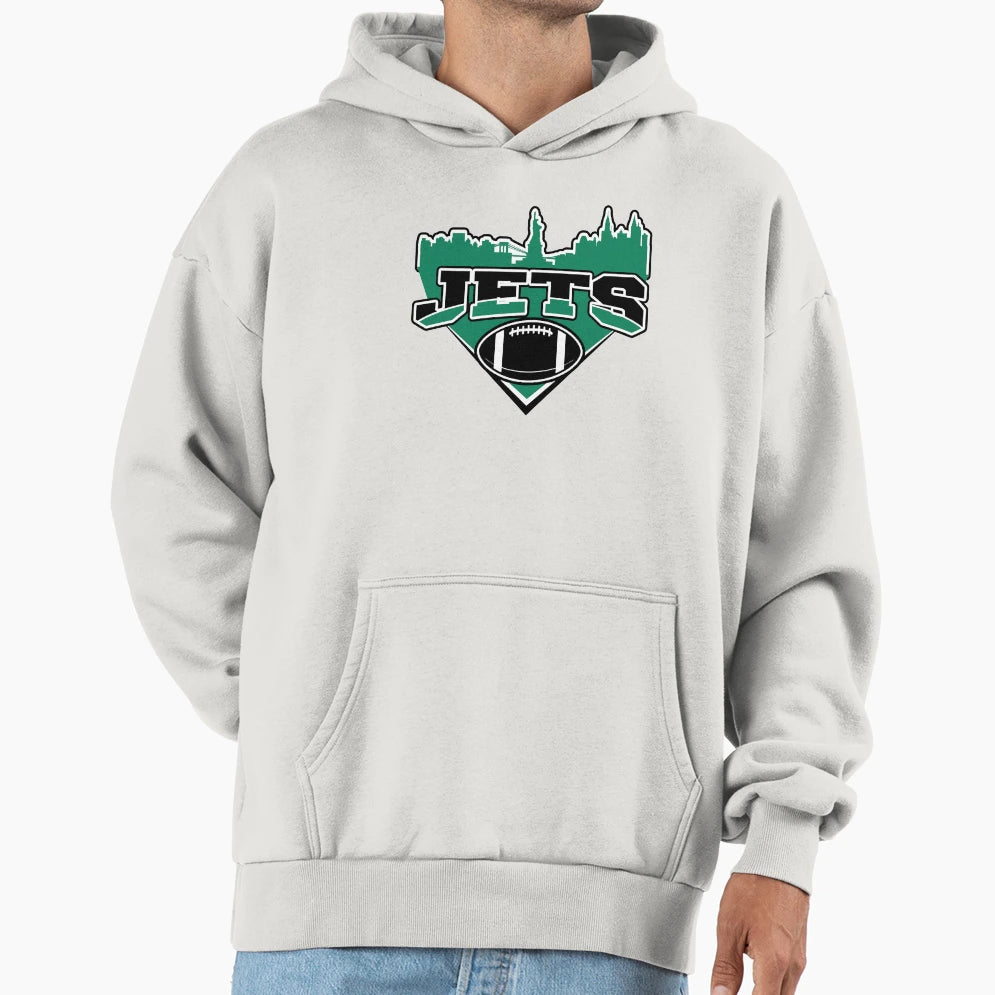 Jets Football Skyline Football Team Hoodie - Fun Novelty Design Unisex - T-Shirt, Sweatshirt, Hoodie