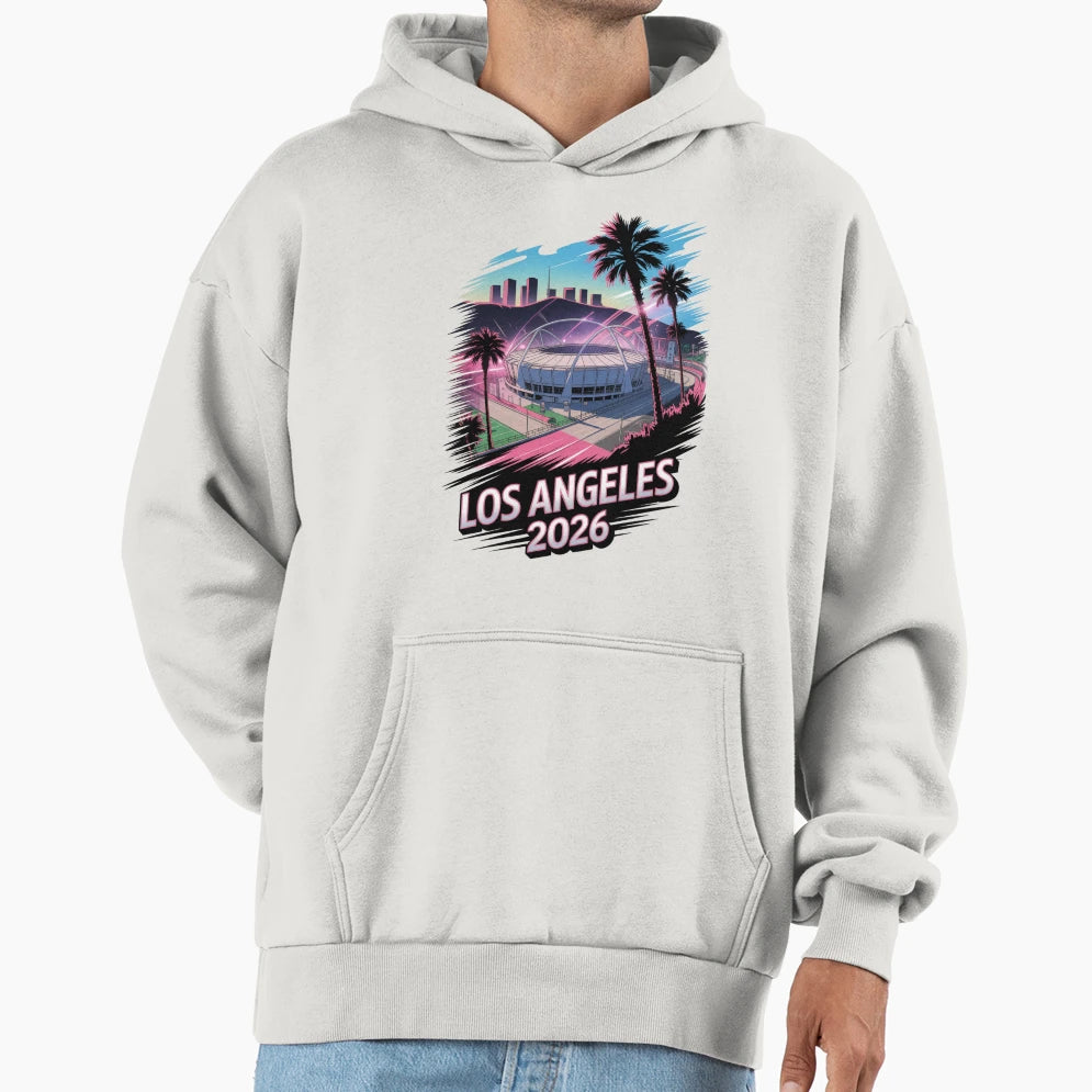 Los Angeles 2026 Palm Tree Sunset V18 T-Shirt - Minimalist Print Unisex - T-Shirt, Sweatshirt, Hoodie