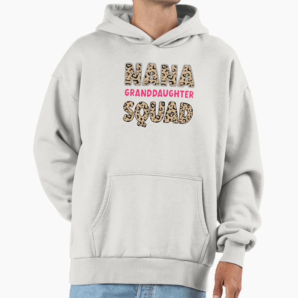 Nana Granddaughter Squad Leopard Gifts Hoodie - Minimalist Print Men Women - T-Shirt, Sweatshirt, Hoodie