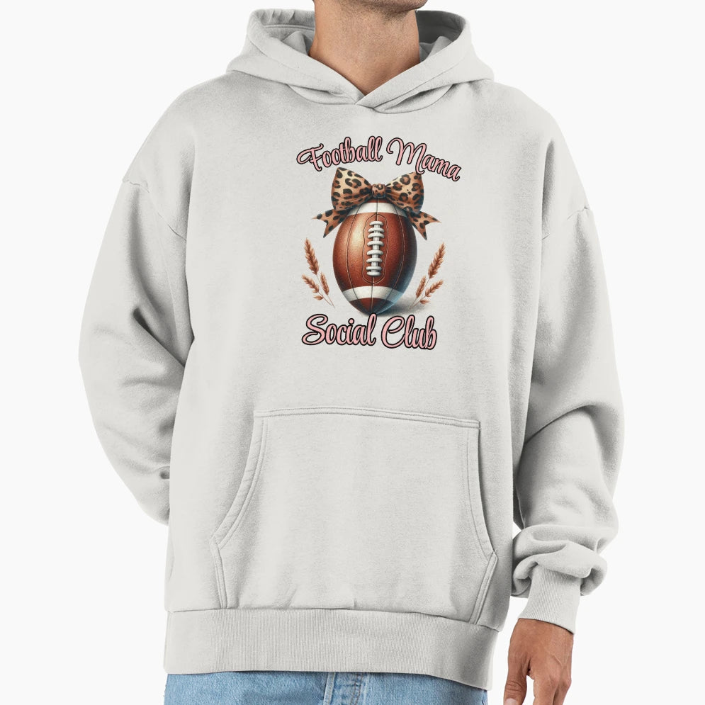 Football Mama Social Club Hoodie - Minimalist Print Men Women - T-Shirt, Sweatshirt, Hoodie