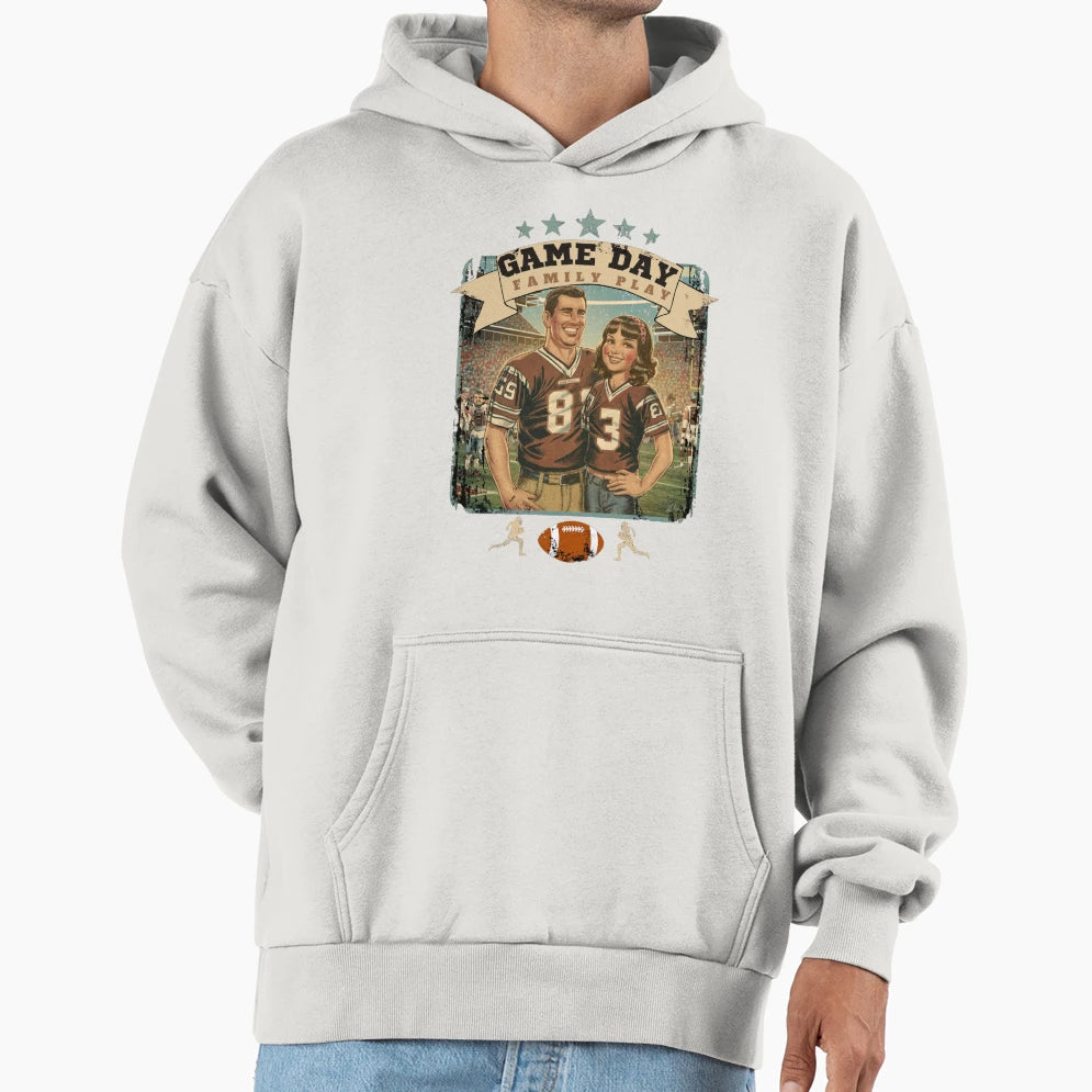 American Football Game Day Family Hoodie - Casual Everyday Wear Men Women - T-Shirt, Sweatshirt, Hoodie