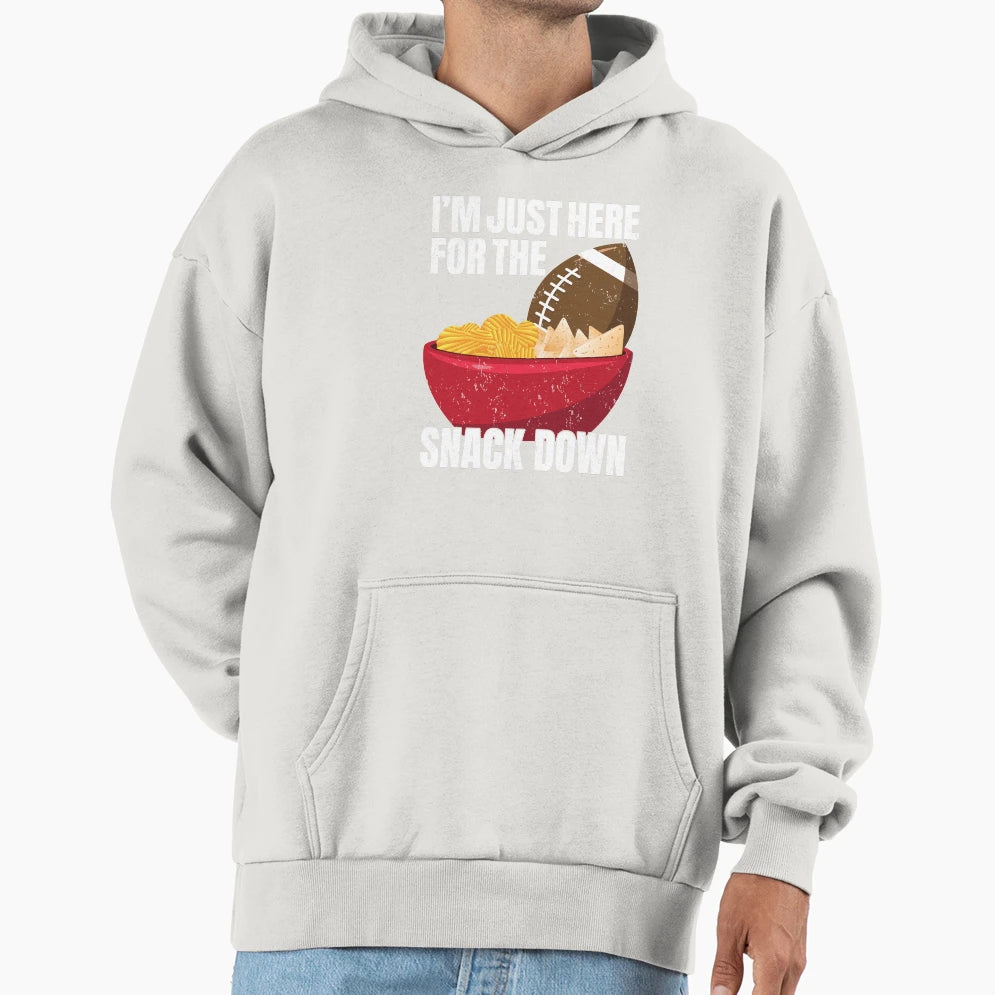 Im Just Here Snack Down Love Football Hoodie - Trendy Graphic for Adults - T-Shirt, Sweatshirt, Hoodie