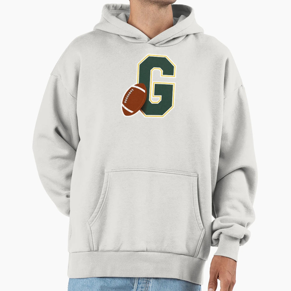 Green Bay Football Monogram Hoodie - Fun Novelty Design for Adults - T-Shirt, Sweatshirt, Hoodie