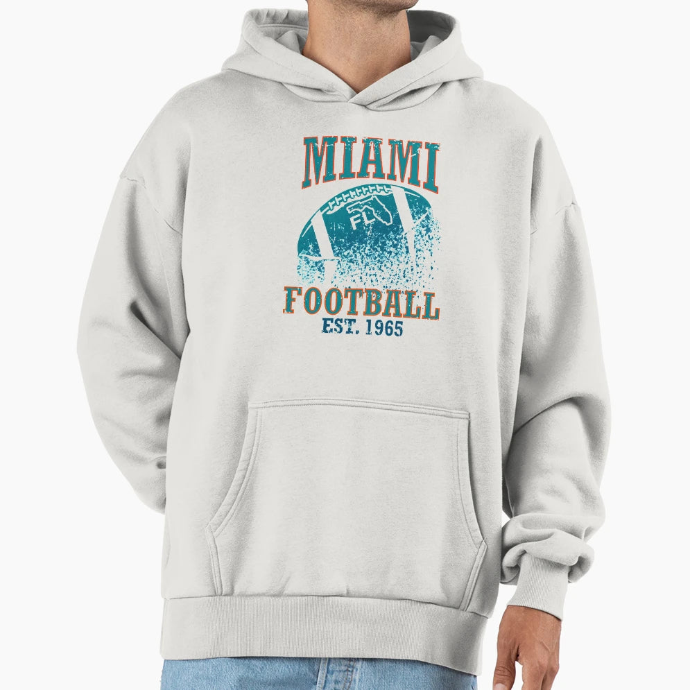 Miami Football Hoodie - Novelty Apparel for Adults - T-Shirt, Sweatshirt, Hoodie