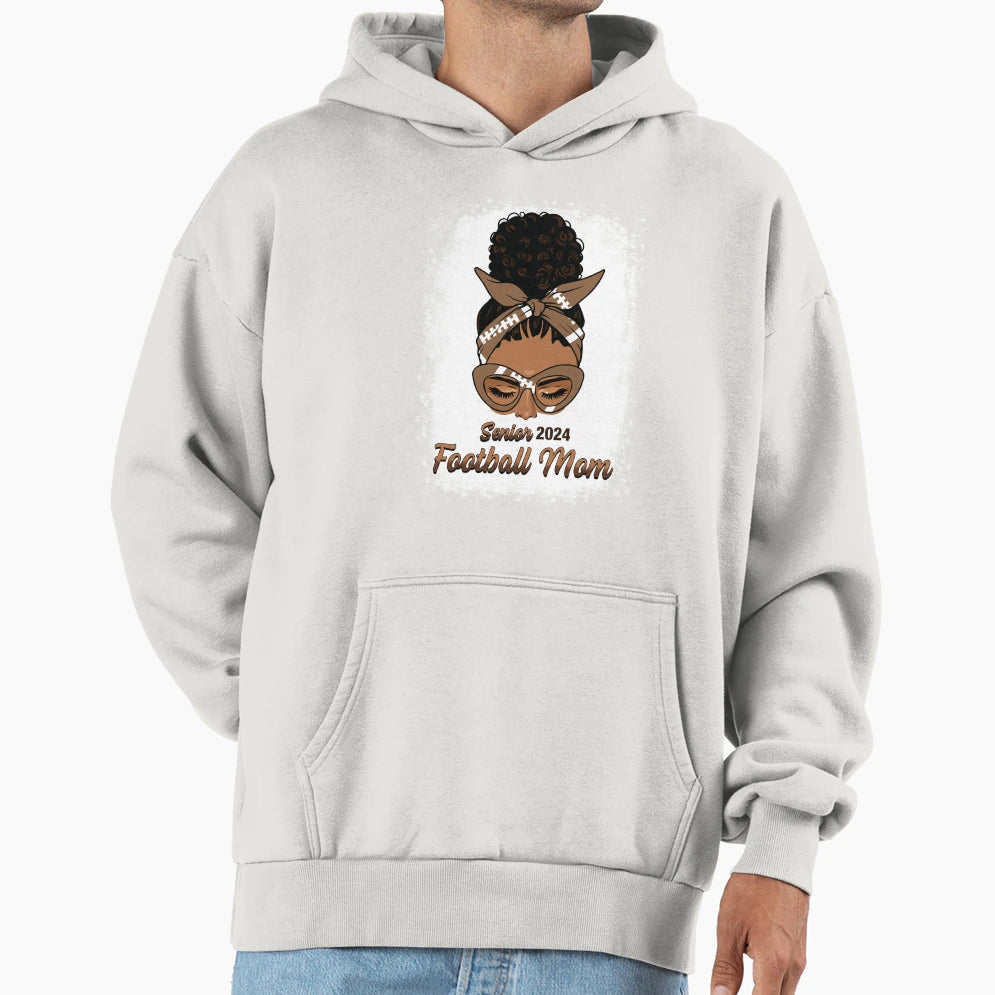 Afro Messy Bun Football Mom Funny T-Shirt - Trendy Graphic for Adults - T-Shirt, Sweatshirt, Hoodie