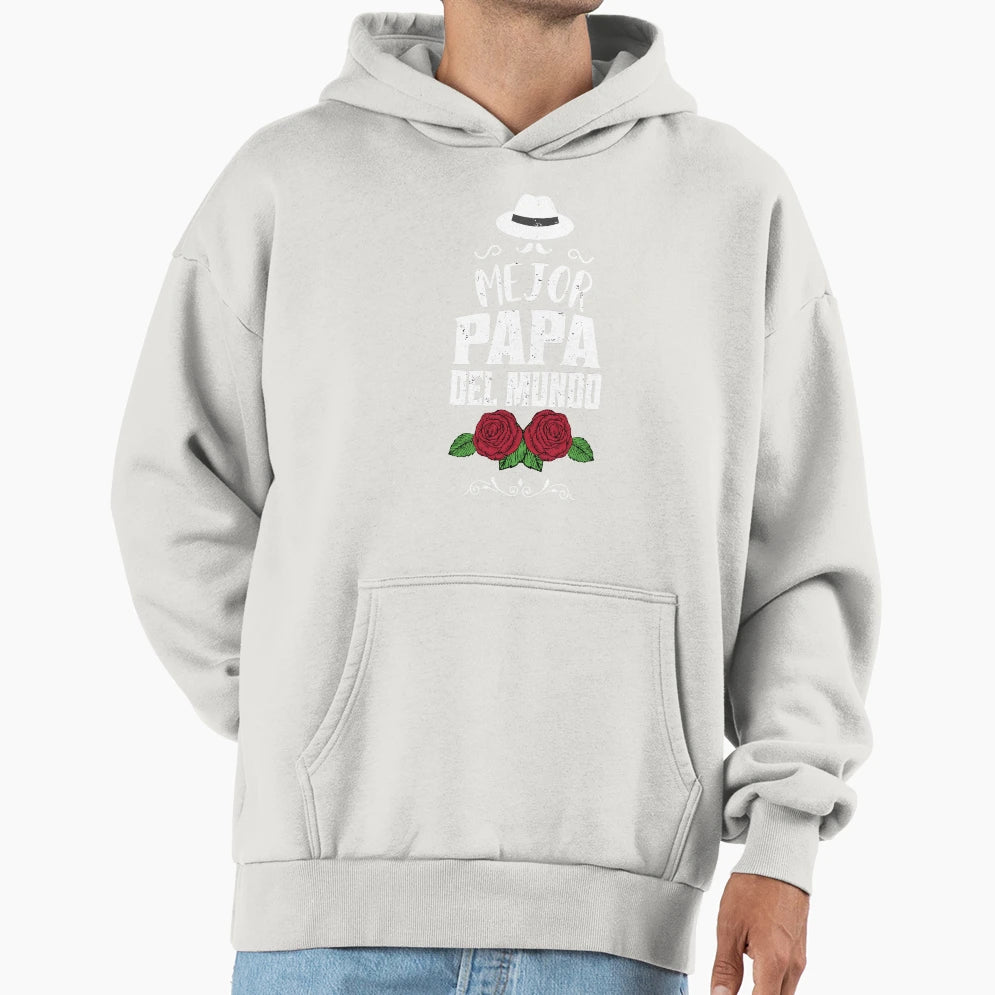Mejor Papa Del Mundo Roses Art Hoodie - Casual Everyday Wear for Adults - T-Shirt, Sweatshirt, Hoodie