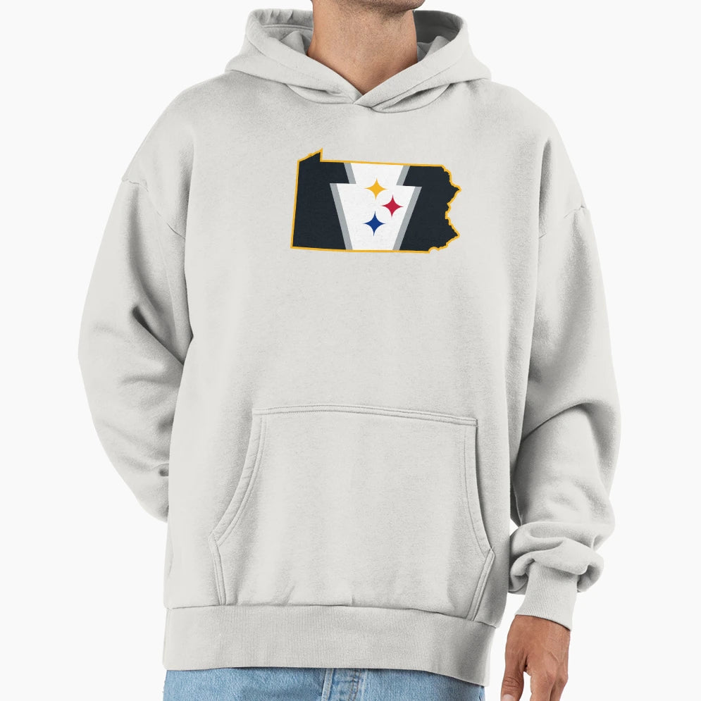 Pittsburgh Football Keystone Flag Map Hoodie - Custom Art Print for Adults - T-Shirt, Sweatshirt, Hoodie