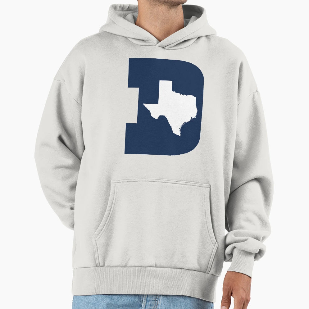D Texas Blue White Hoodie - Unique Graphic Unisex - T-Shirt, Sweatshirt, Hoodie