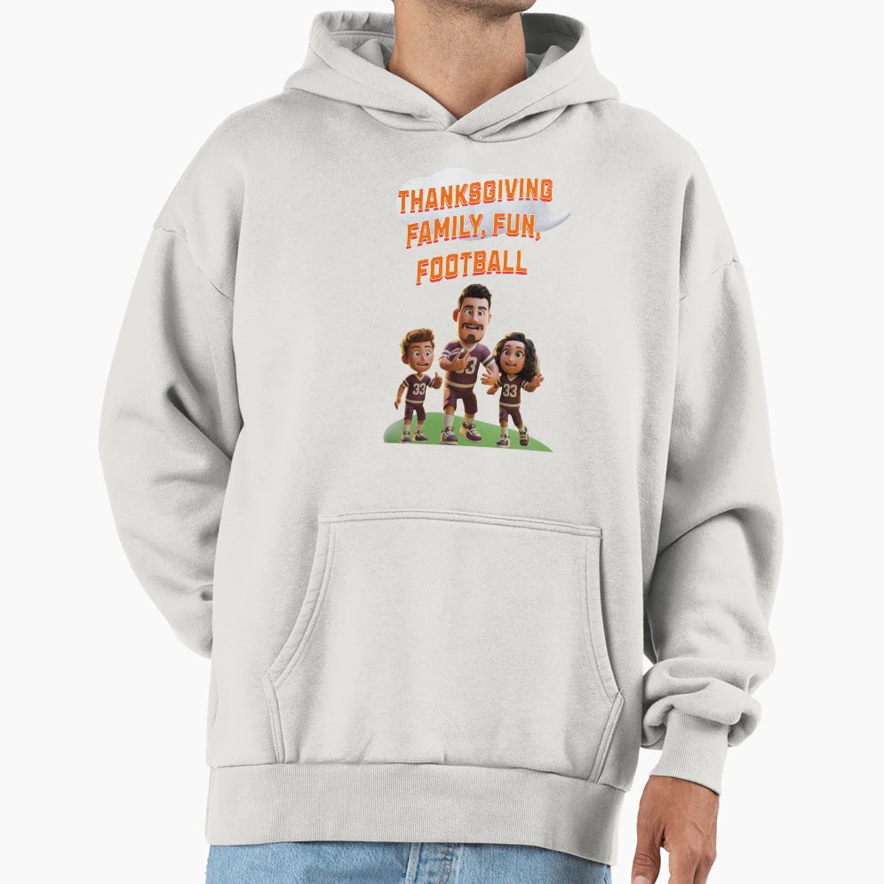 Thanksgiving Family Fun Football Hoodie - Graphic Print Unisex - T-Shirt, Sweatshirt, Hoodie