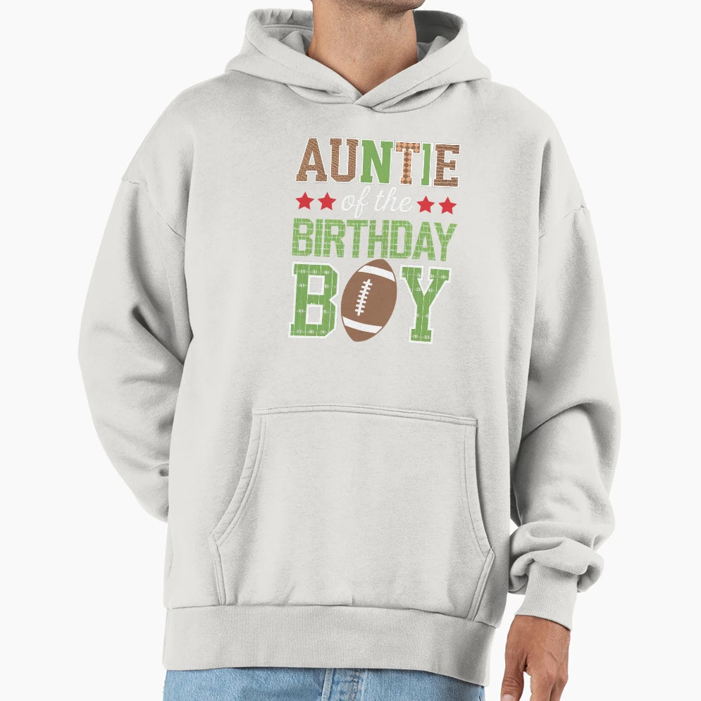 Auntie Birthday Family Party Football Hoodie - Minimalist Print for Adults - T-Shirt, Sweatshirt, Hoodie