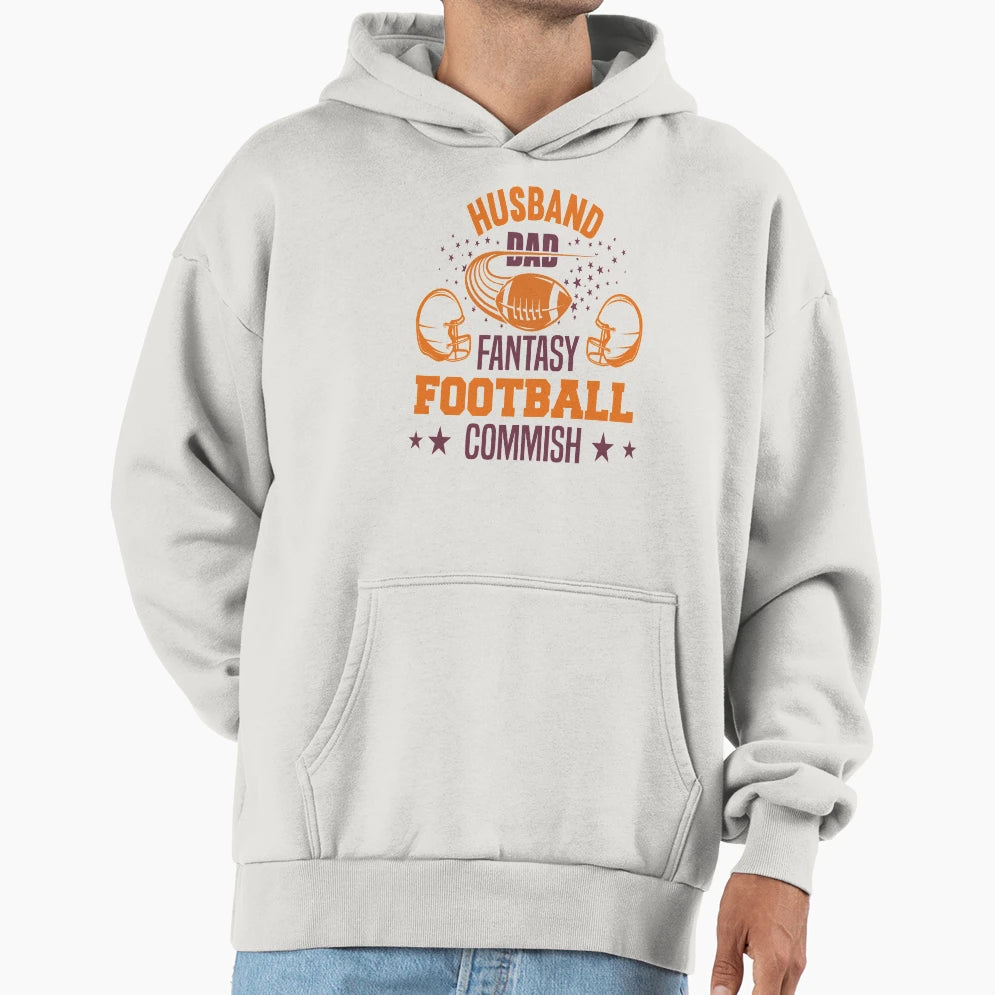 Husband Dad Fantasy Football Commish Hoodie - Trendy Graphic Unisex - T-Shirt, Sweatshirt, Hoodie
