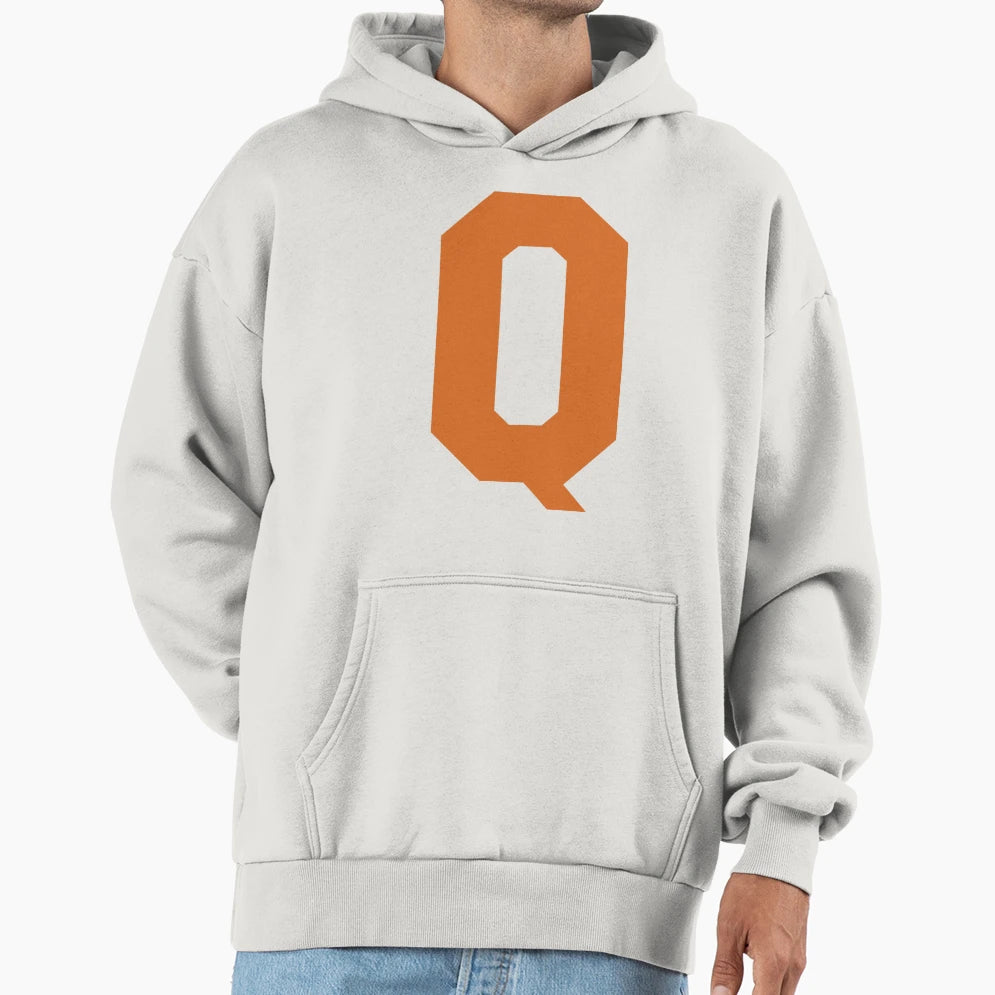 Alphabet Orange Q Sports Letter Q Hoodie - Novelty Apparel for Adults - T-Shirt, Sweatshirt, Hoodie