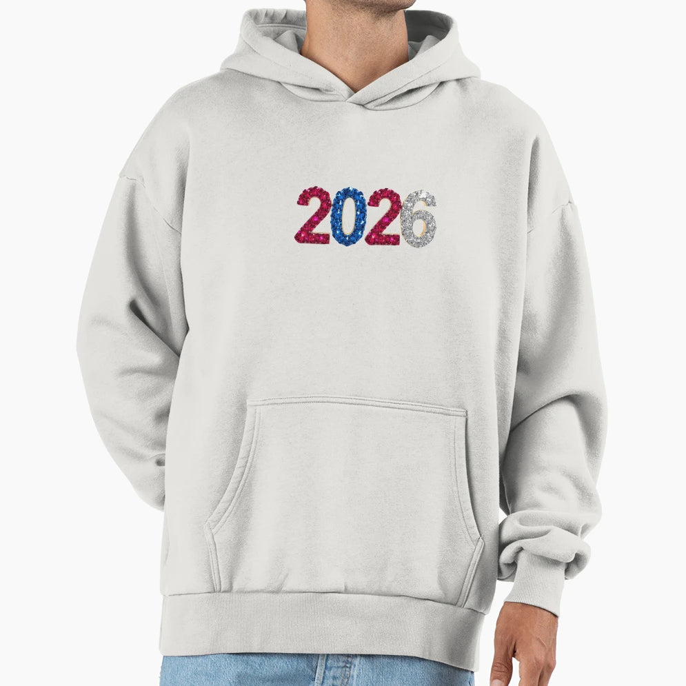 2026 Sparkle Jewel Year 2026 Tricolor Hoodie - Streetwear Style Men Women - T-Shirt, Sweatshirt, Hoodie