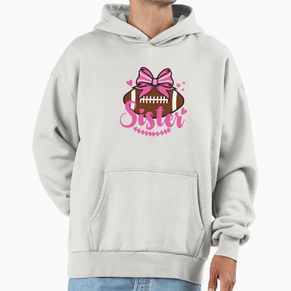 Little Sister Biggest Fan Football Hoodie - Fun Novelty Design for Adults - T-Shirt, Sweatshirt, Hoodie