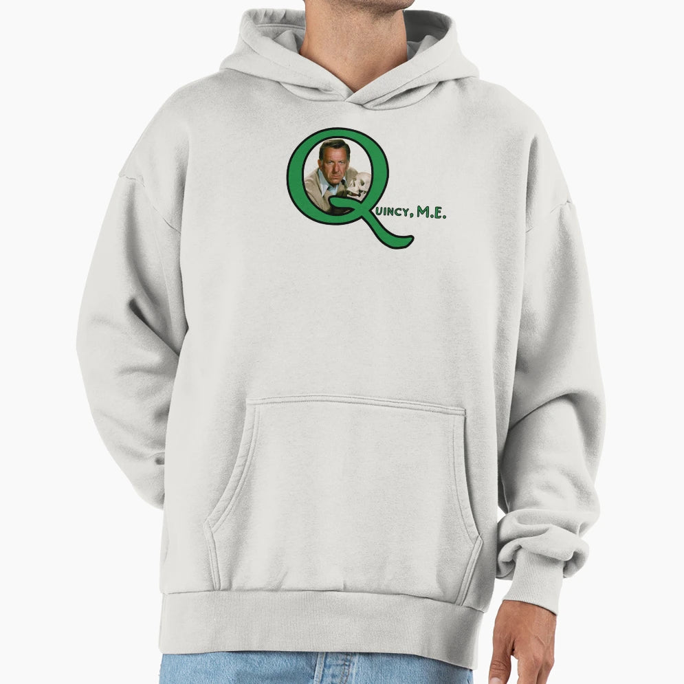 Quincy M E Logo Hoodie - Fun Novelty Design for Adults - T-Shirt, Sweatshirt, Hoodie