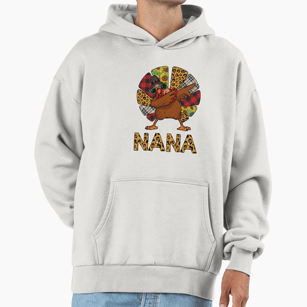 Funny Nana Thanksgiving Turkey Costume Hoodie - Graphic Print Unisex - T-Shirt, Sweatshirt, Hoodie
