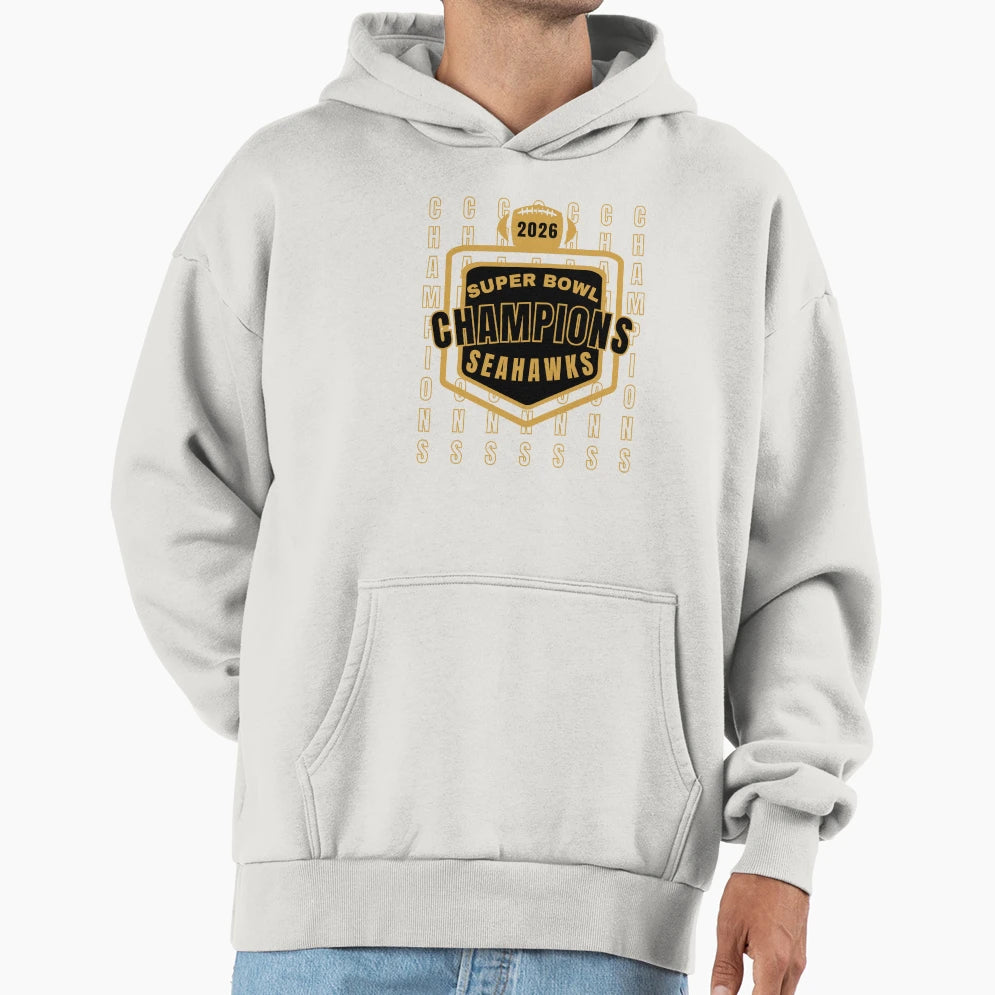 2026 Super Bowl Champions Seattle Hoodie - Casual Everyday Wear for Adults - T-Shirt, Sweatshirt, Hoodie