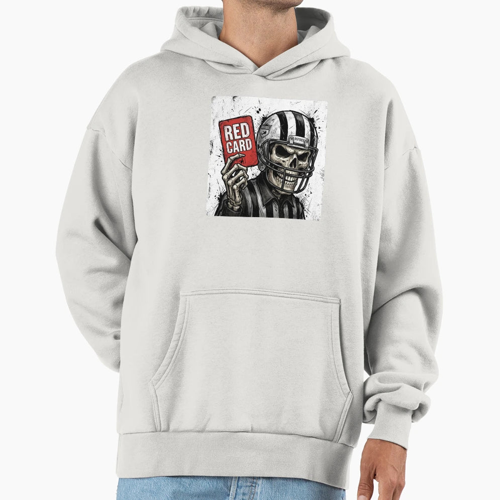 Skeleton Referee Red Card Soccer Cartoon Hoodie - Trendy Graphic Unisex - T-Shirt, Sweatshirt, Hoodie
