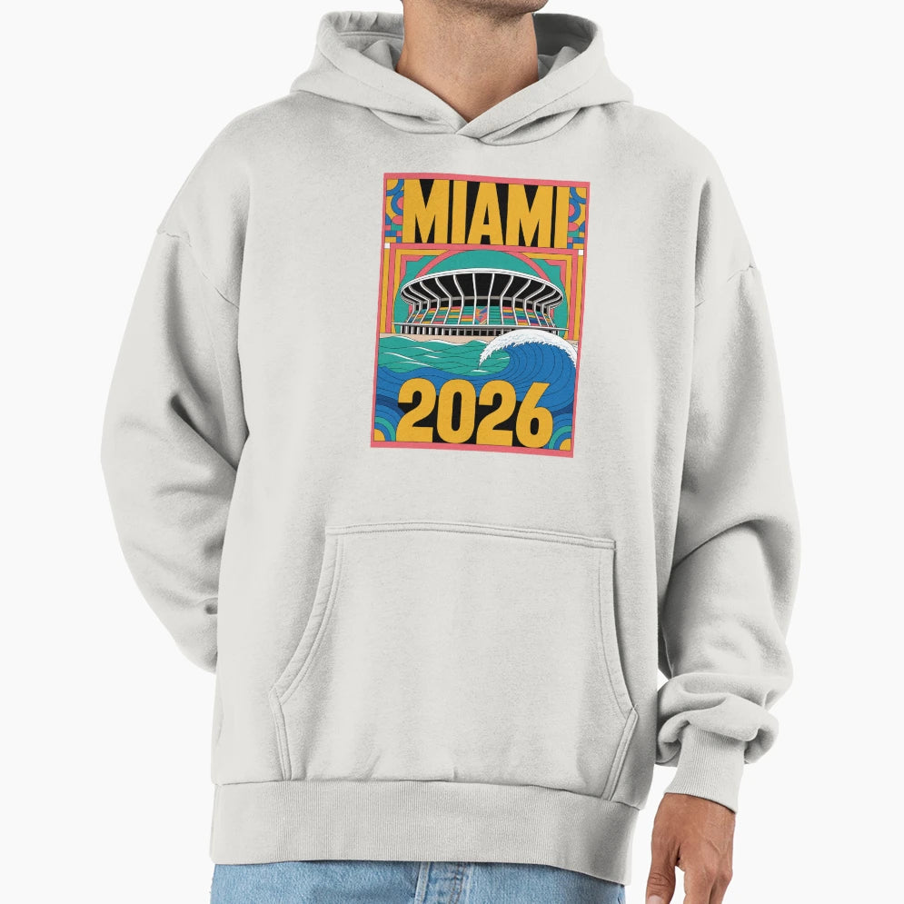 Miami 2026 Ocean Wave Football V18 T-Shirt - Aesthetic Graphic Unisex - T-Shirt, Sweatshirt, Hoodie