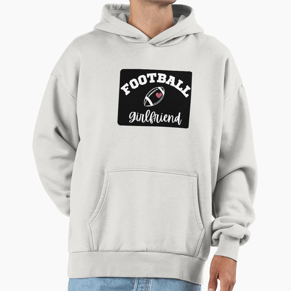 Football Girlfriend Heart Hoodie - Minimalist Print for Adults - T-Shirt, Sweatshirt, Hoodie