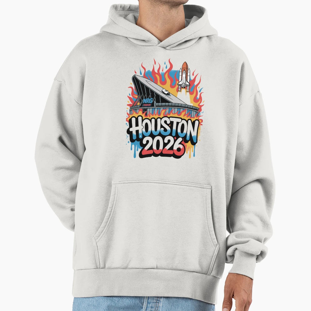 Houston 2026 Space Shuttle Football V5 T-Shirt - Graphic Print Men Women - T-Shirt, Sweatshirt, Hoodie