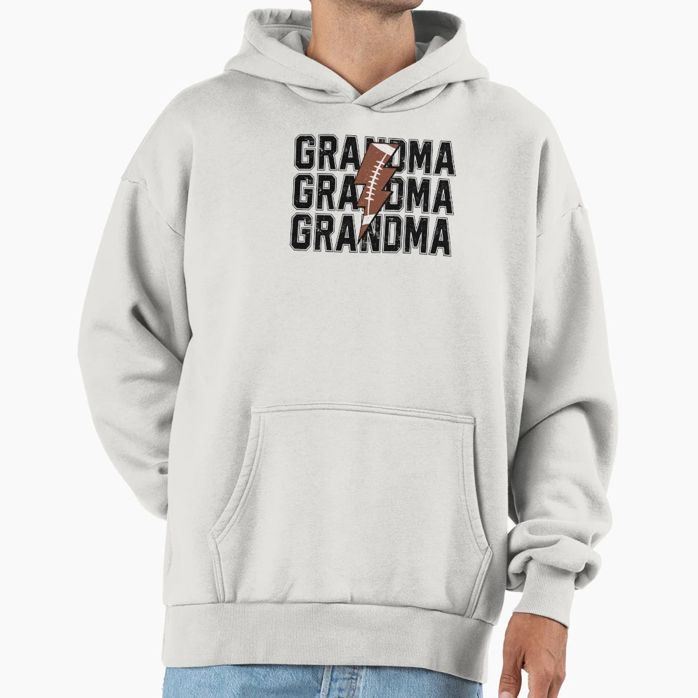 Football Grandma Lightning Bolt Bold Hoodie - Custom Art Print Unisex - T-Shirt, Sweatshirt, Hoodie