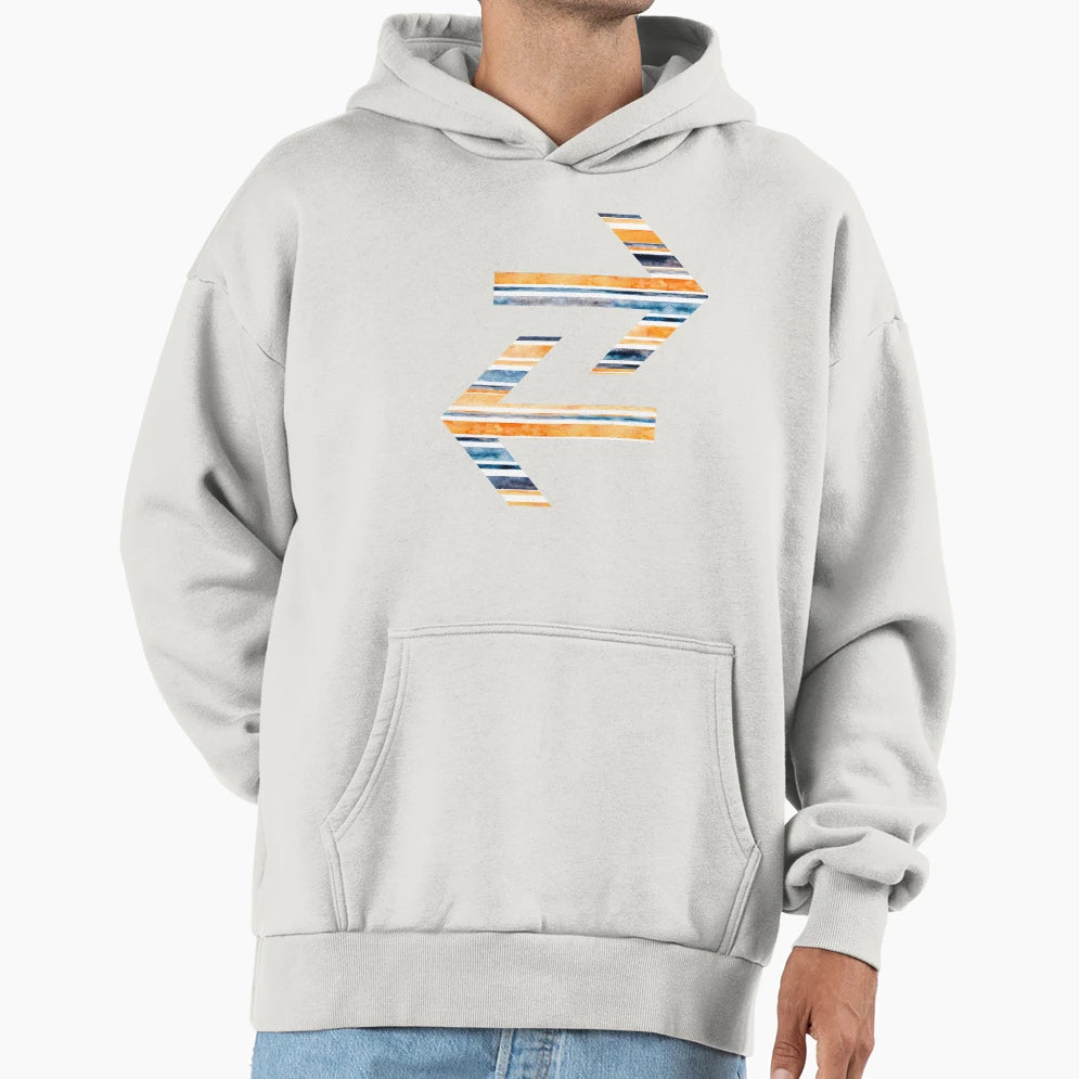 Watercolor Stripes Orange Navy Hoodie - Novelty Apparel Unisex - T-Shirt, Sweatshirt, Hoodie