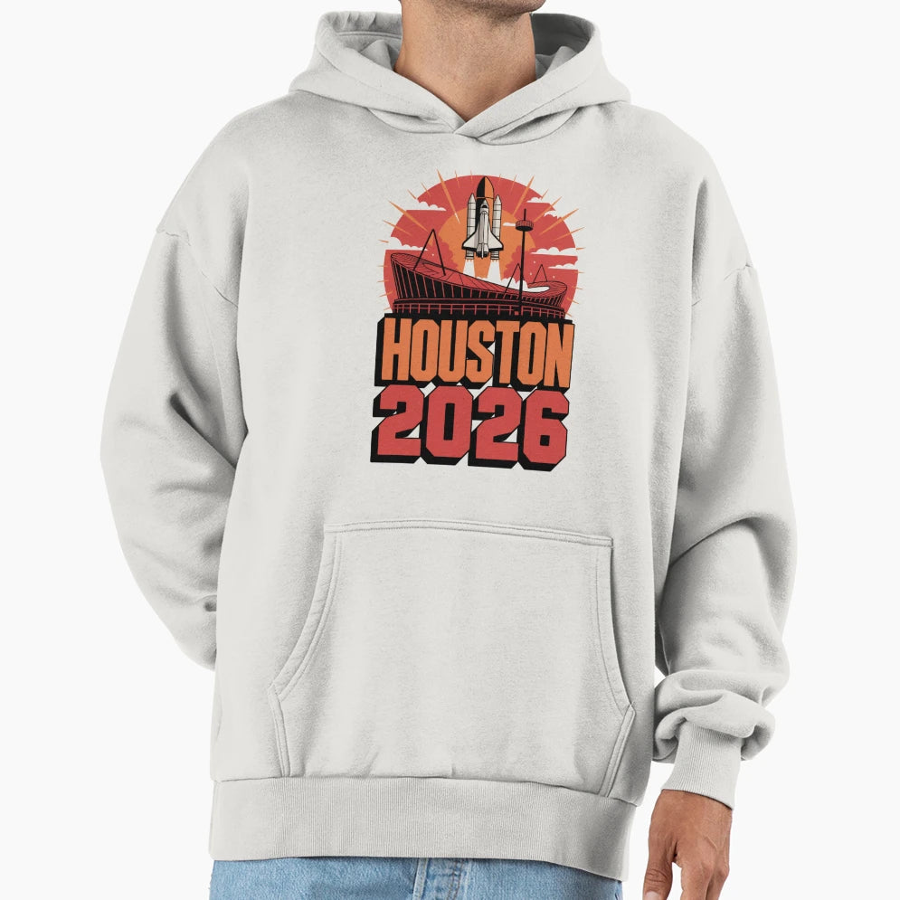 Houston 2026 Space Shuttle Football V22 T-Shirt - Aesthetic Graphic Unisex - T-Shirt, Sweatshirt, Hoodie