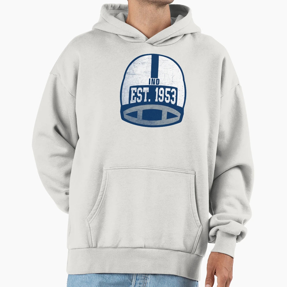 Indianapolis Throwback Football Helmet Hoodie - Unique Graphic for Adults - T-Shirt, Sweatshirt, Hoodie