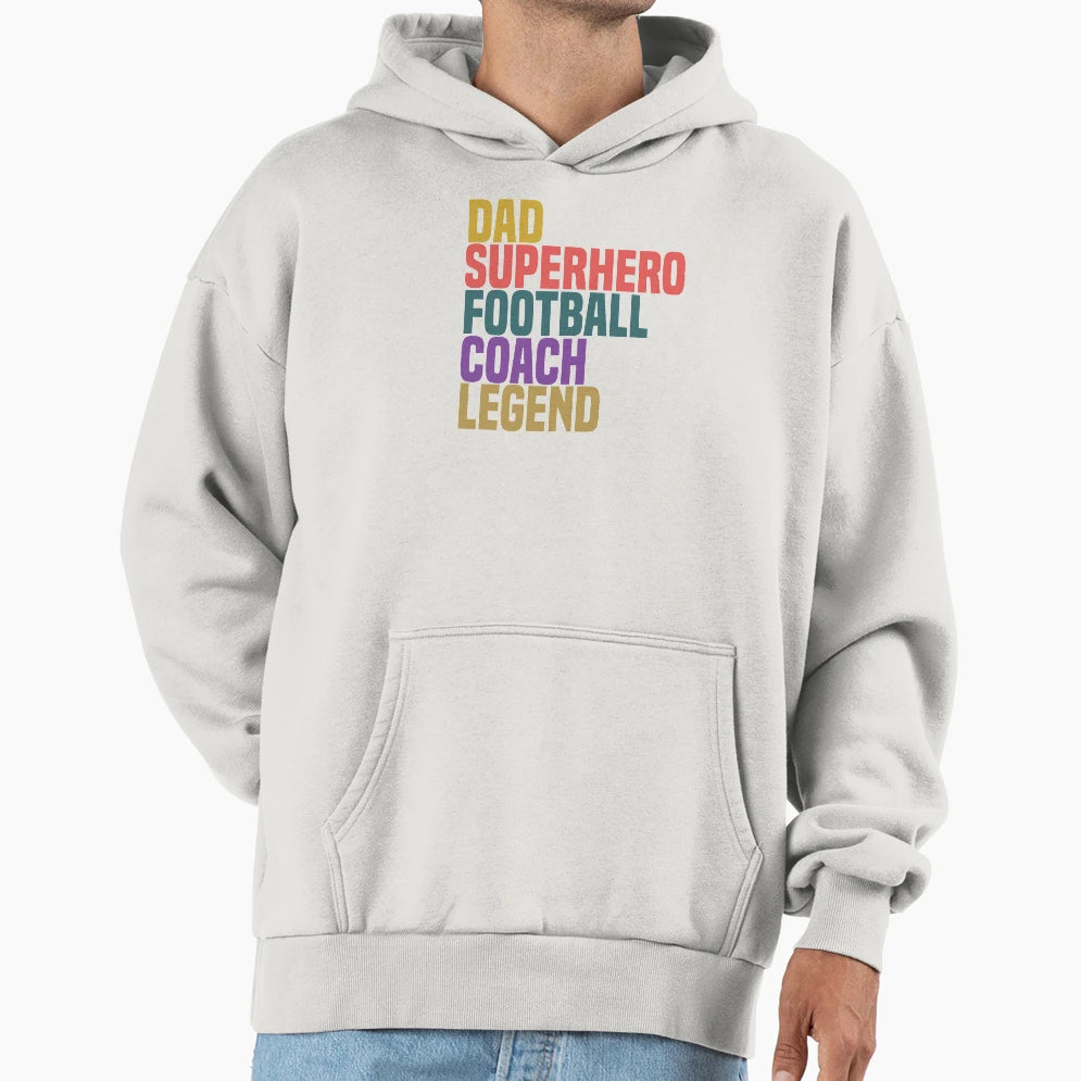Dad Superhero Football Coach Sweatshirt - Aesthetic Graphic for Adults - T-Shirt, Sweatshirt, Hoodie