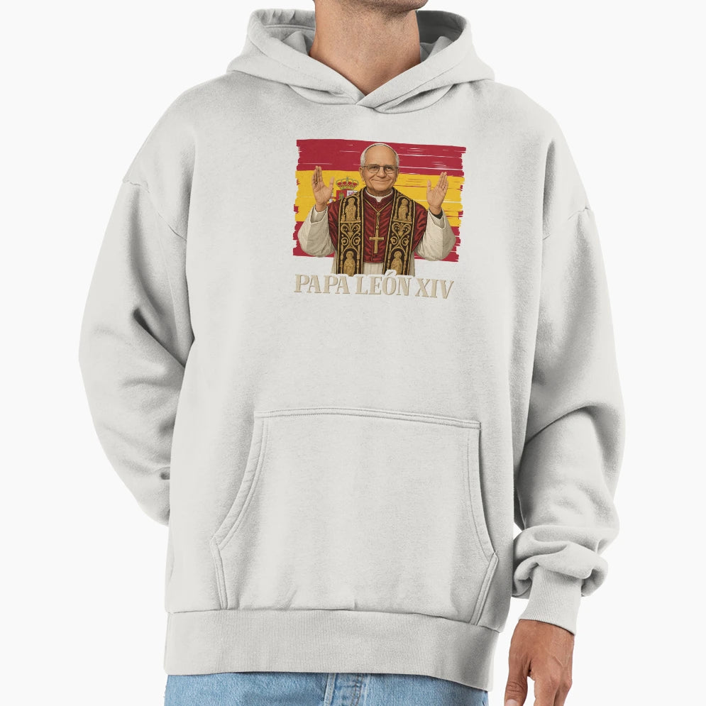 Papa Le N Xiv Spain Flag Cardinal Robert Hoodie - Graphic Print Unisex - T-Shirt, Sweatshirt, Hoodie