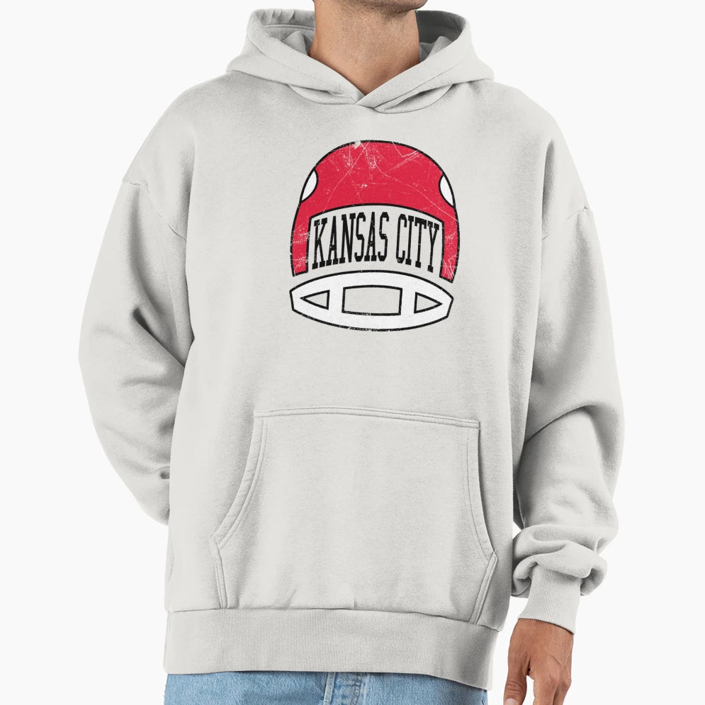 Kansas City Helmet White Hoodie - Unique Graphic Men Women - T-Shirt, Sweatshirt, Hoodie