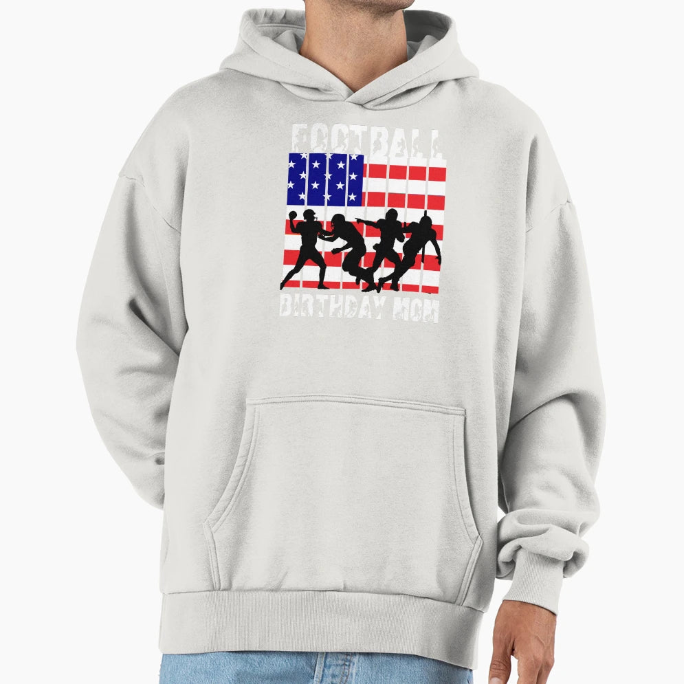 American Football Theme Birthday Mom Hoodie - Novelty Apparel for Adults - T-Shirt, Sweatshirt, Hoodie