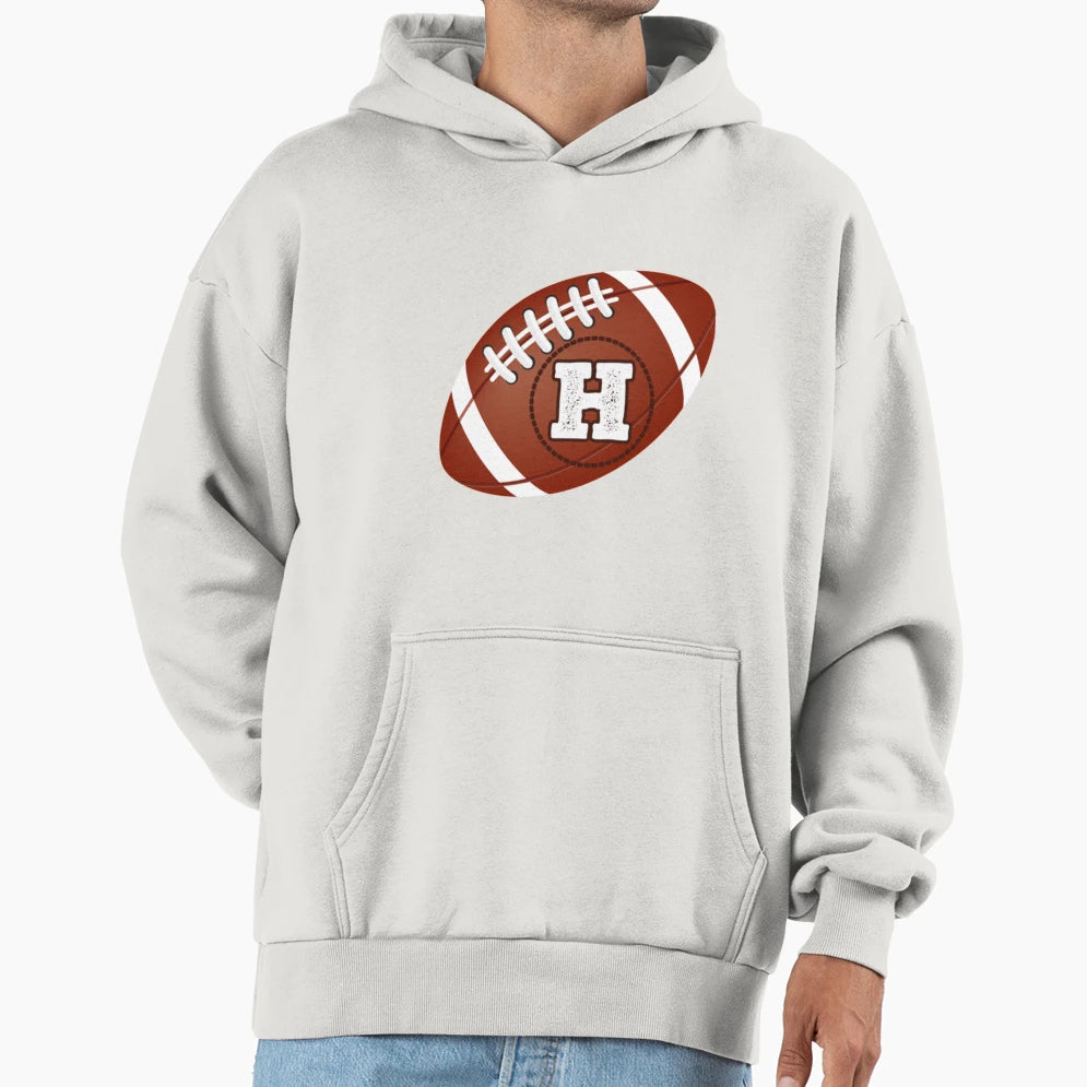 Monogram H Circle Letter Football T-Shirt - Fun Novelty Design for Adults - T-Shirt, Sweatshirt, Hoodie