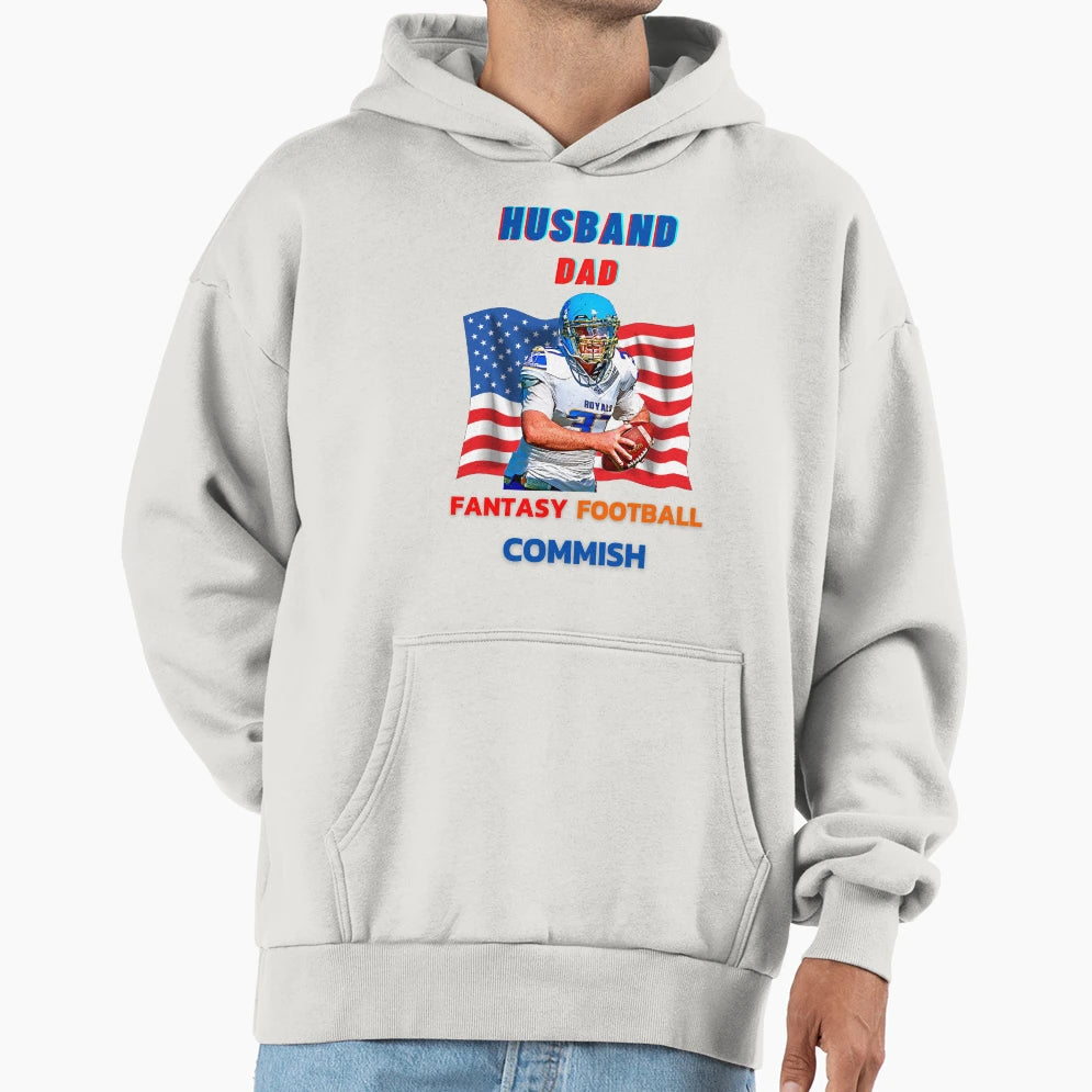 Husband Dad Fantasy Football Commish Hoodie - Fun Novelty Design for Adults - T-Shirt, Sweatshirt, Hoodie