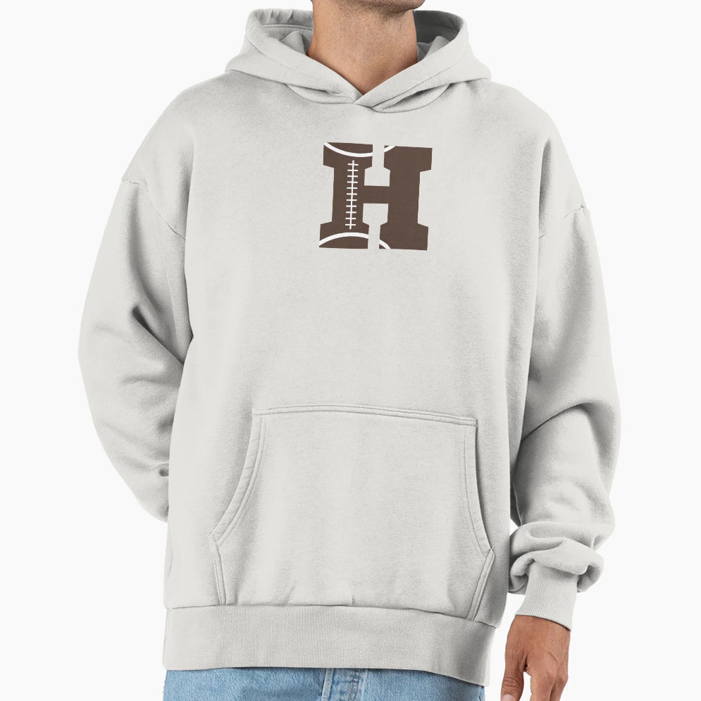 Personalized Football Initial H Hoodie - Trendy Graphic Unisex - T-Shirt, Sweatshirt, Hoodie