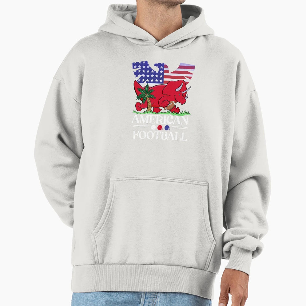 Funny Dinosaur Love American Football Hoodie - Fun Novelty Design Unisex - T-Shirt, Sweatshirt, Hoodie