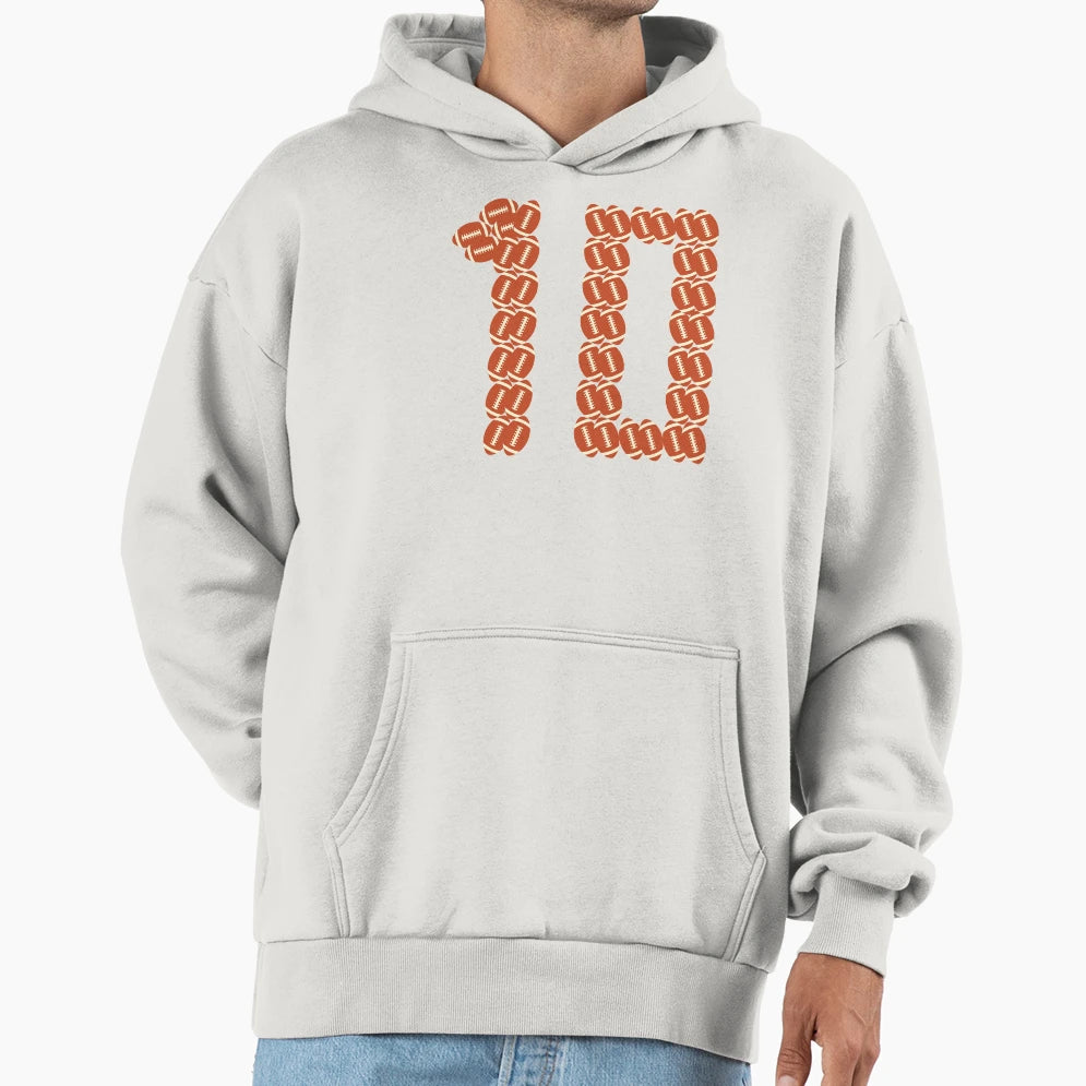 Player Number 10 Ten American Football Game Hoodie - Graphic Print Unisex - T-Shirt, Sweatshirt, Hoodie