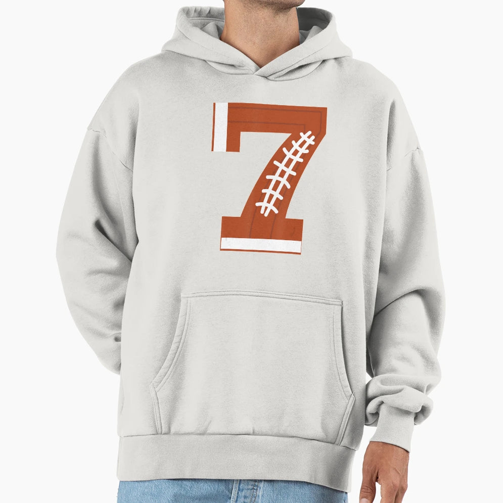 7Th Birthday Football Ball 7 Year Old Hoodie - Graphic Print for Adults - T-Shirt, Sweatshirt, Hoodie