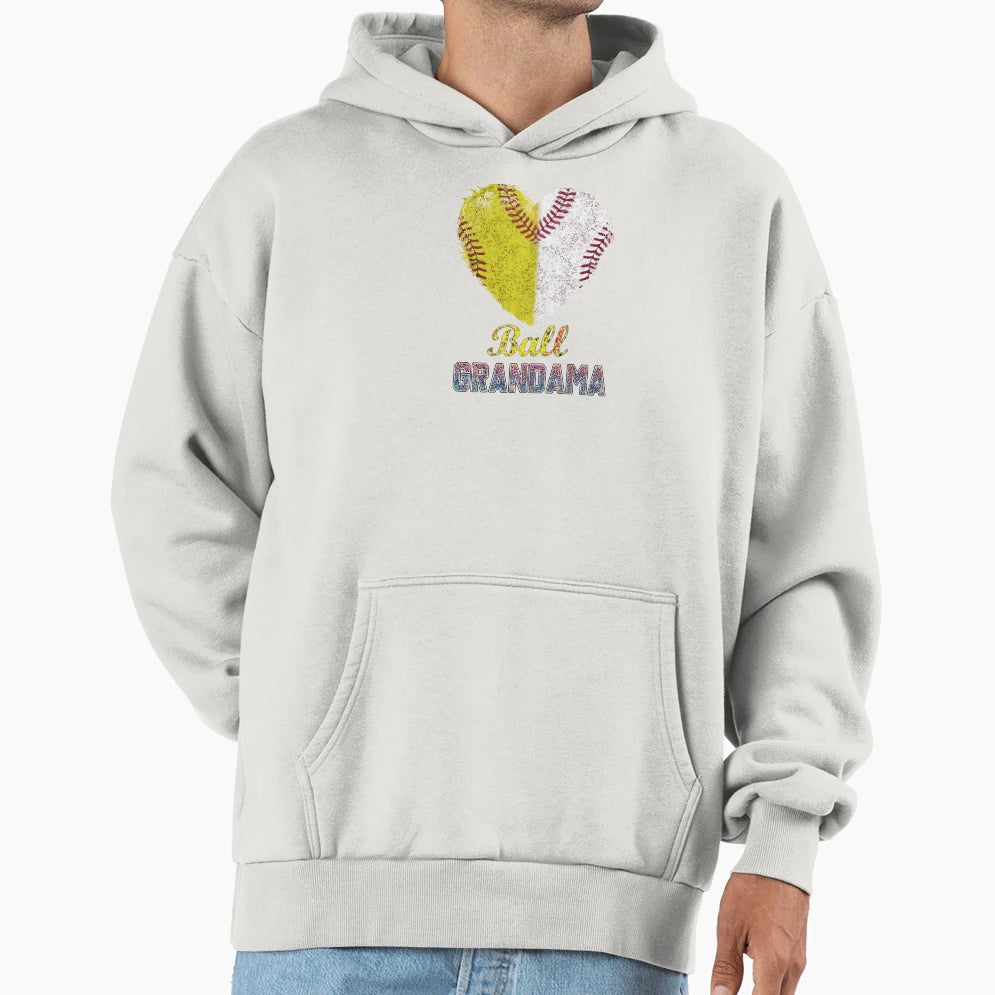 Ball Grandma Fastpitch Softball Baseball Hoodie - Unique Graphic Men Women - T-Shirt, Sweatshirt, Hoodie