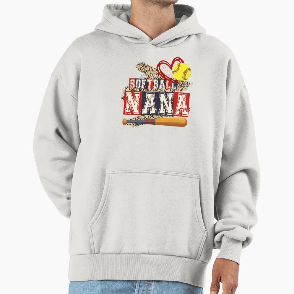 Leopard Softball Nana Hoodie - Custom Art Print Men Women - T-Shirt, Sweatshirt, Hoodie