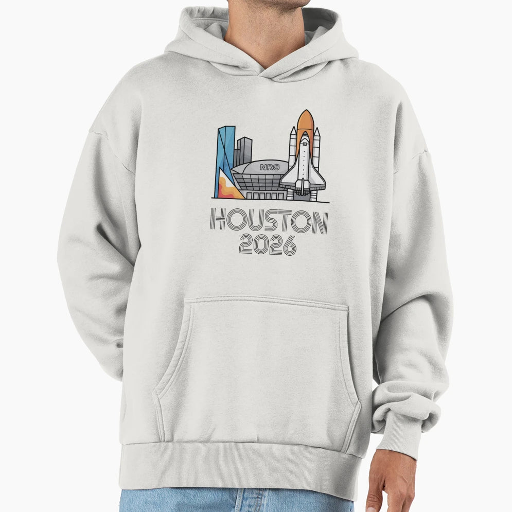 Houston 2026 Space Shuttle Football V10 T-Shirt - Unique Graphic for Adults - T-Shirt, Sweatshirt, Hoodie