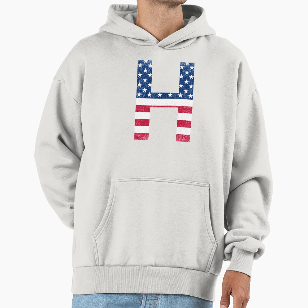 Letter H Capital Alphabet American Hoodie - Fun Novelty Design Men Women - T-Shirt, Sweatshirt, Hoodie